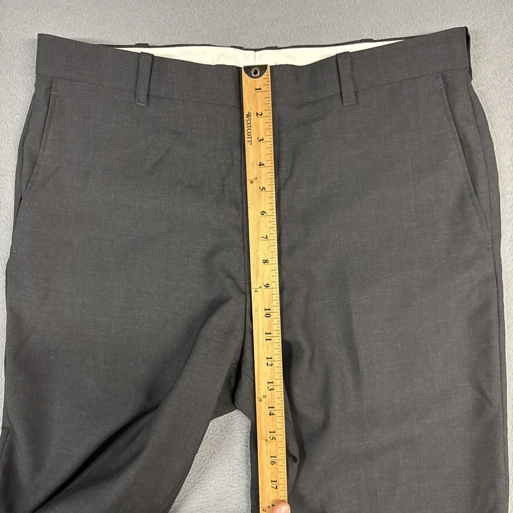 LL Bean Pants Mens 36x30 Charcoal Gray Classic Fit Flat Front 100% Wool Dress